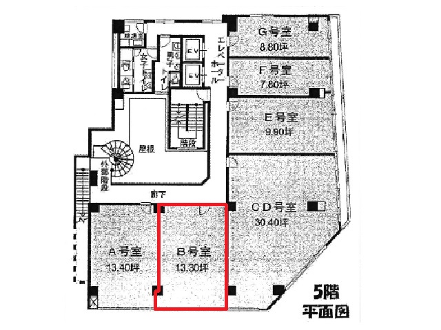 NLC新大阪パワービル　5階　B号室　13.30坪　間取り図.jpg