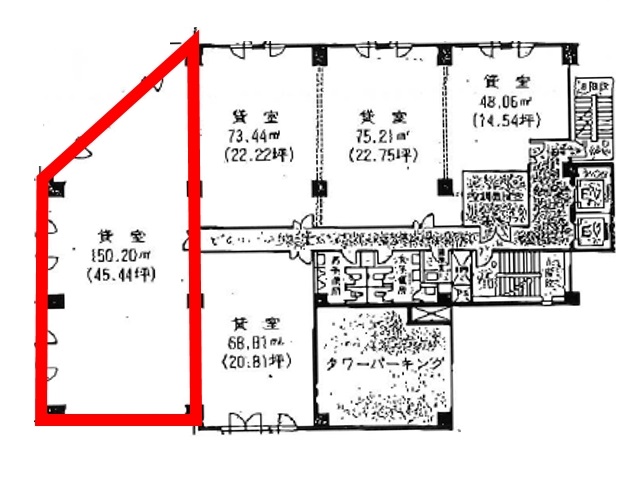 北九州東洋ビル6F45.44坪間取り図.jpg