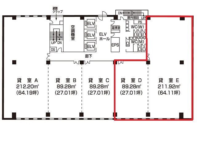 福岡祇園第一生命ビル間取り図12F90.99.jpg