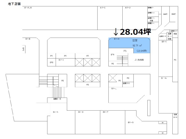 近鉄堂島ビル地下1階28.04坪間取り図.jpg