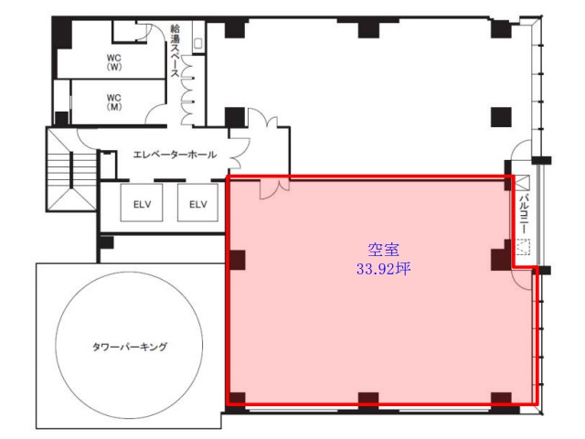 愛知県 7階 33.92坪の間取り図