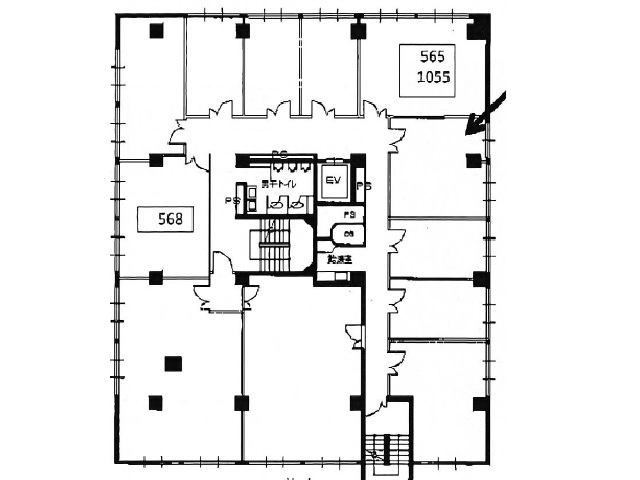 第3松屋ビル　5階フロアと1055室の間取り図.jpg