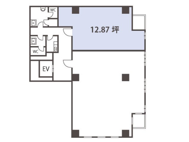 広島県 5階 12.87坪の間取り図
