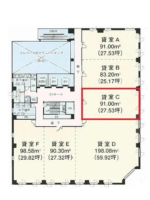 岡山駅前フコク生命ビル6階27.53坪間取り図.jpg