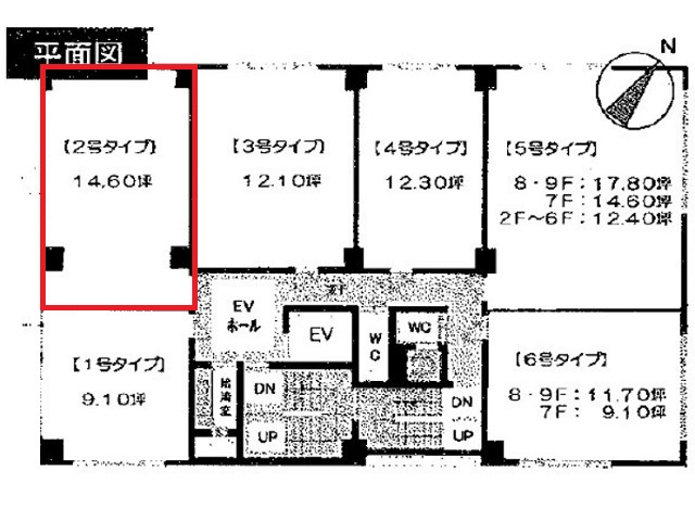 博多第2ムカヰビル2階14.6坪間取り図.jpg