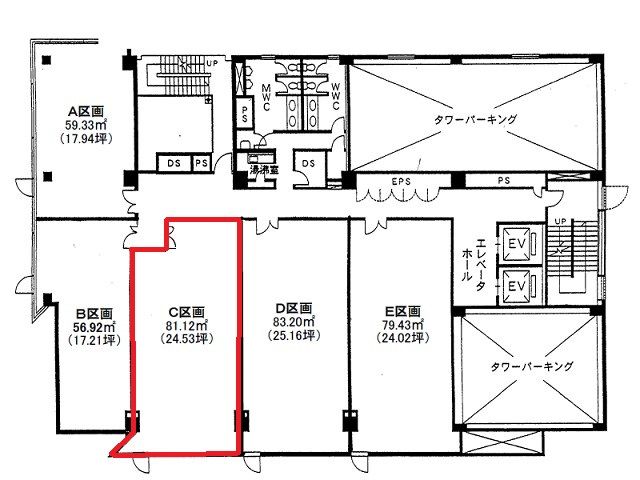 島根県 5階 24.53坪の間取り図